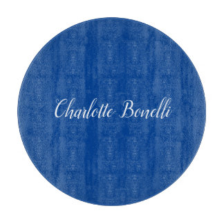 Planche À Découper Écriture professionnelle minimaliste Nom bleu
