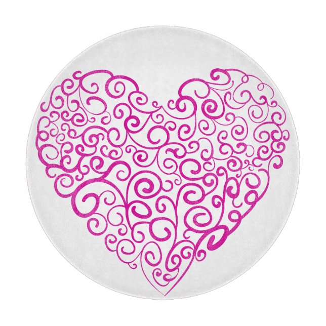 Planche À Découper Écriture spirale coeur rose pour la Saint Valentin (Devant)