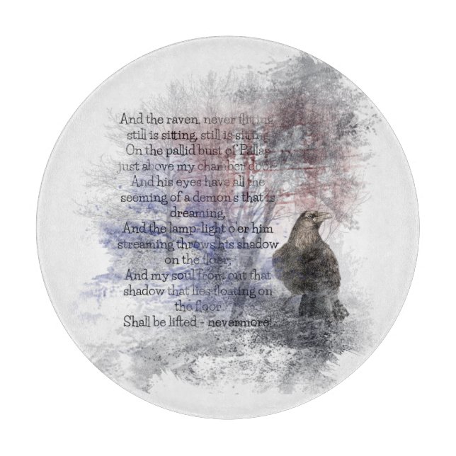 Planche À Découper Edgar Allen Poe "Le Corbeau" oiseau corbeau Hallow (Devant)