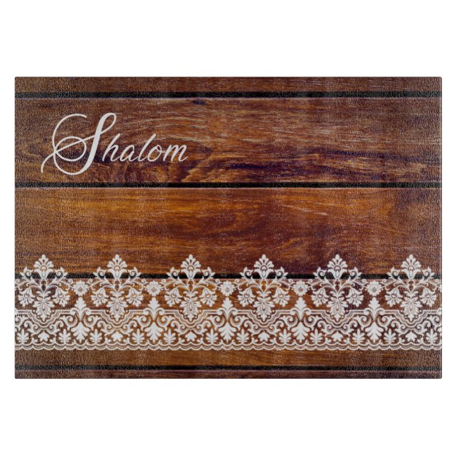 Planche À Découper Effet de dentelle de Shalom sur l'effet de bois Ch (Devant)