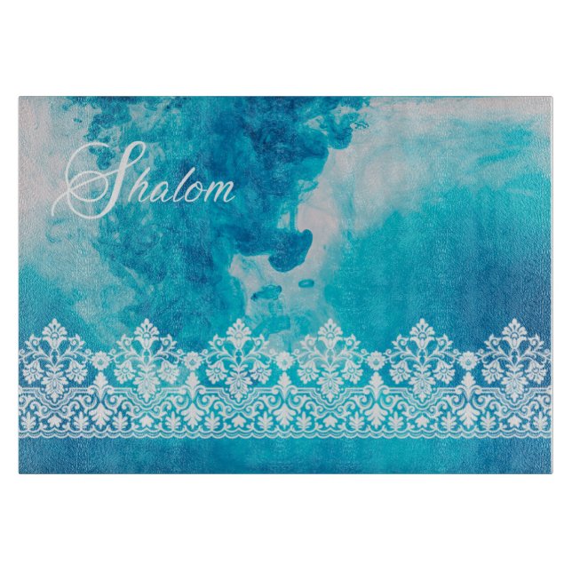 Planche À Découper Effet dentelle de Shalom sur Blue Challah (Devant)