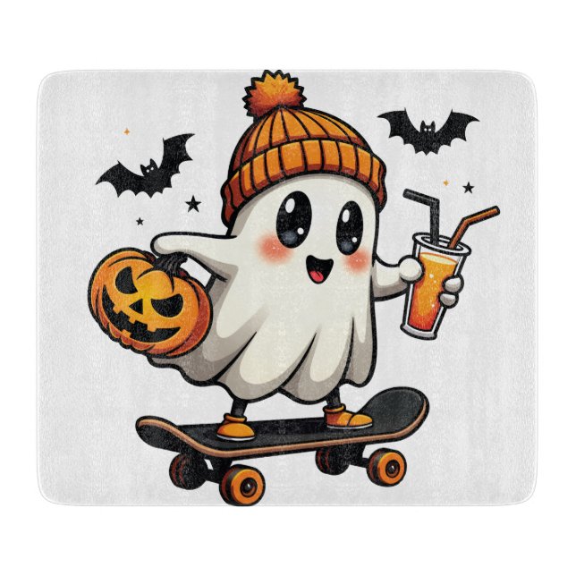 Planche À Découper Éffrayant Halloween Patinage Citrouille Fantôme ép (Devant)