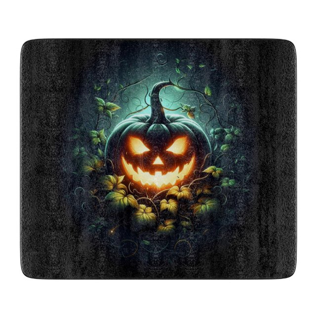 Planche À Découper Éffrayant nature brillant Halloween citrouille (Devant)