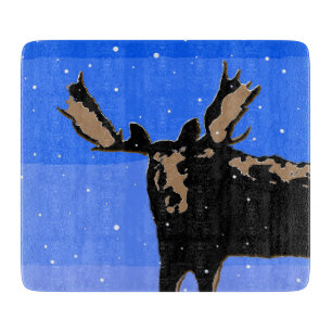 Planche À Découper Élan en hiver - Art animalier original