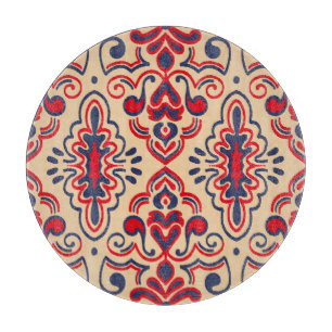 Planche À Découper Elégance brodée : Motif de tissu Ikat