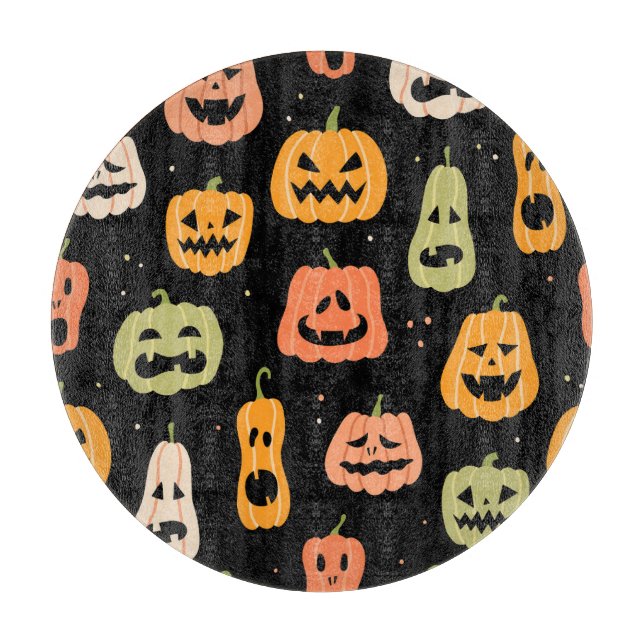 Planche À Découper Élégance éffrayante : Art Citrouille d'Halloween (Devant)
