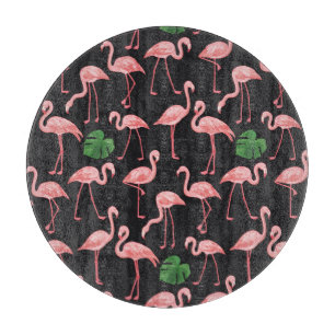 Planche À Découper Élégance Flamant rose : Fusion Monstera Vintage.