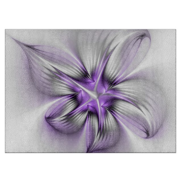 Planche À Découper Élégance florale Art fractal violet abstrait moder (Devant)