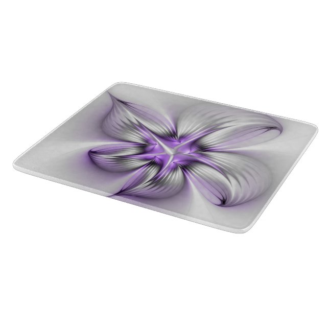 Planche À Découper Élégance florale Art fractal violet abstrait moder (Coin)