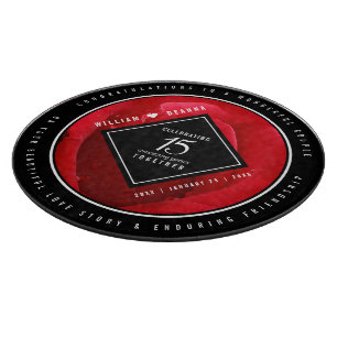 Planche À Découper Élégant 15e anniversaire de Mariage Rose