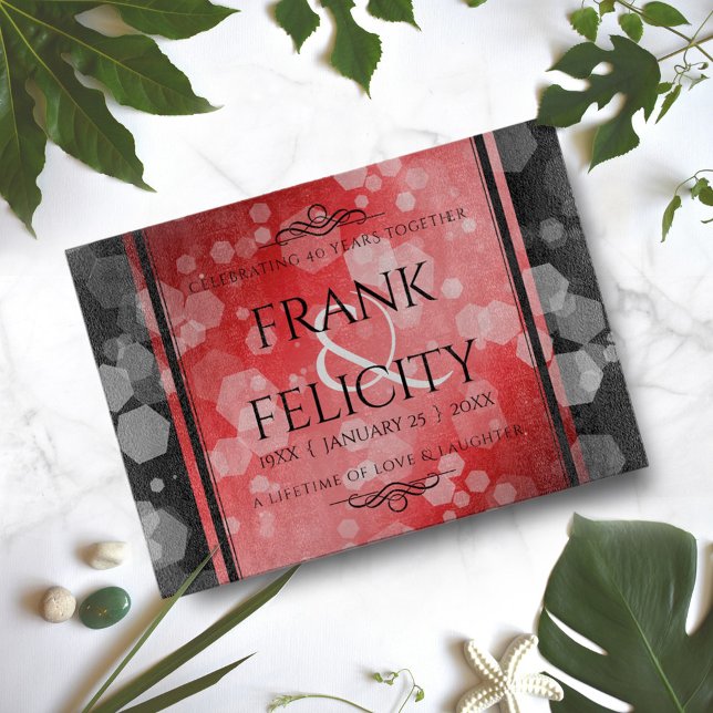 Planche À Découper Élégant 40e 80e Anniversaire de Mariage Rubis (Créateur téléchargé)