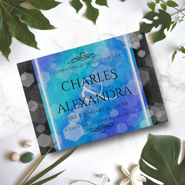 Planche À Découper Élégant 41ème anniversaire Mariage de Topaz Bleu (Créateur téléchargé)