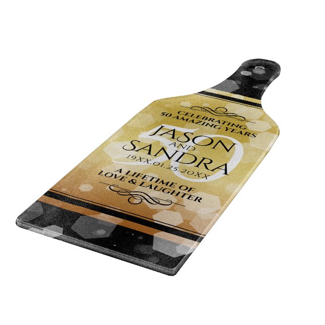 Planche À Découper Élégant 50e anniversaire de Mariage d'or (Coin)