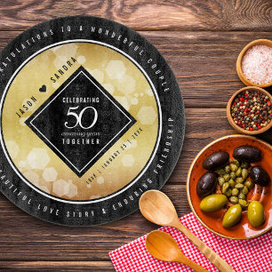 Planche À Découper Élégant 50e anniversaire de Mariage d'or