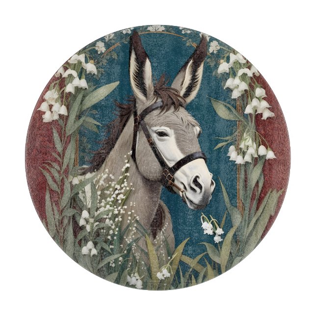 Planche À Découper Élégant âne et Lily des fleurs de la vallée (Devant)