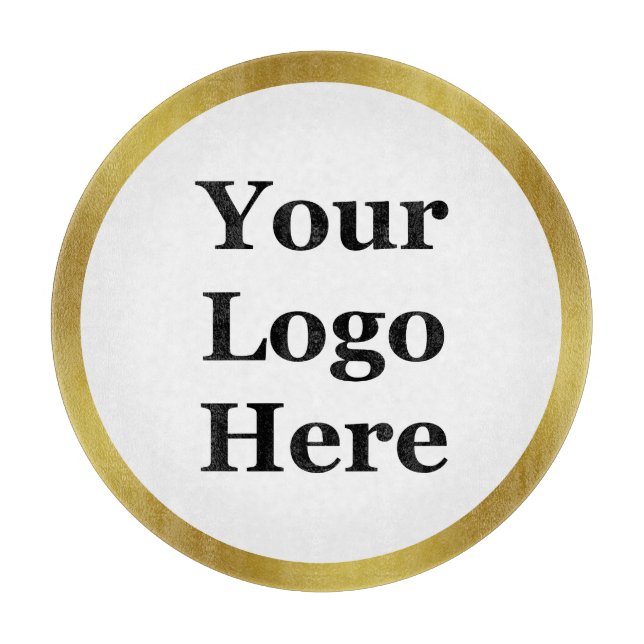 Planche À Découper Élégant Blanc et Faux Gold Votre logo ici (Devant)