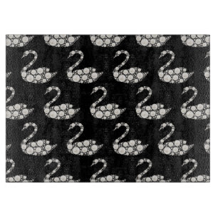 Planche À Découper Elégant cygne perle blanche sur Arrière - plan noi