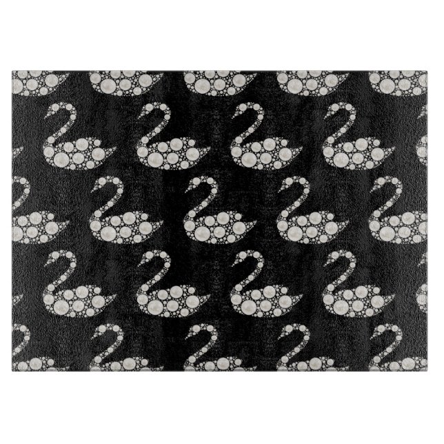 Planche À Découper Elégant cygne perle blanche sur Arrière - plan noi (Devant)