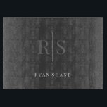 Planche À Découper Elegant DIY Grey Monogram & White Name, Dark Grey<br><div class="desc">Personalize this elegant Dark Grey design with grey monogram and white name. Click “Customize” to change colors and type styles.</div>