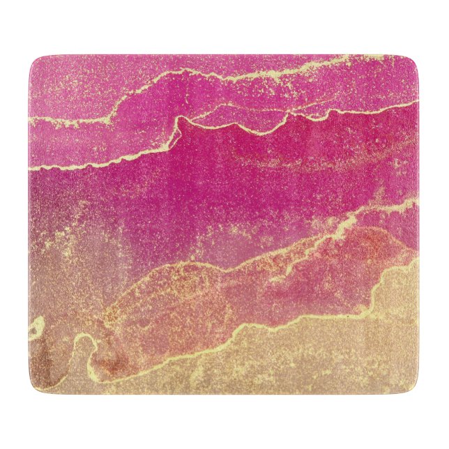 Planche À Découper Élégant marbre rose et or (Devant)