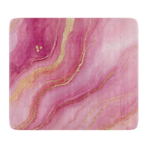 Planche À Découper Élégant marbre rose et or
