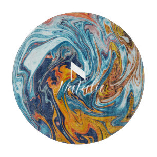 Planche À Découper Élégant Monogramme bleu or