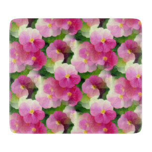 Planche À Découper Élégant Motif à fleurs rose et blanc Impatiens