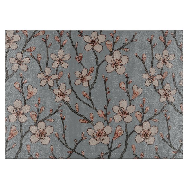 Planche À Découper Élégant Motif Fleur rose Douce Fleur Fleur de Ceri (Devant)
