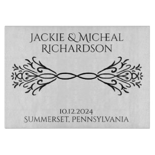 Planche À Découper Élégant Noms Personnalisés Simple Date Mariage Cad