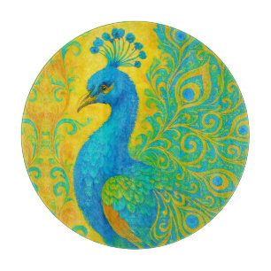Planche À Découper Elégant Turquoise Peacock Bird Décoratif