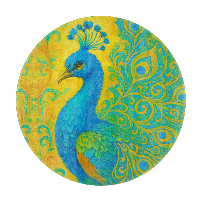 Planche À Découper Elégant Turquoise Peacock Bird Décoratif (Devant)