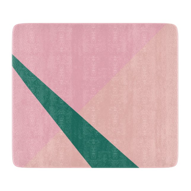 Planche À Découper Elégant vert pêche rose pastel géométrique (Devant)