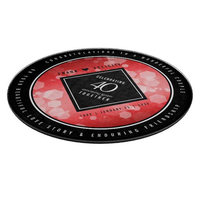 Planche À Découper Élégante célébration du 40e anniversaire du Mariag (Coin)