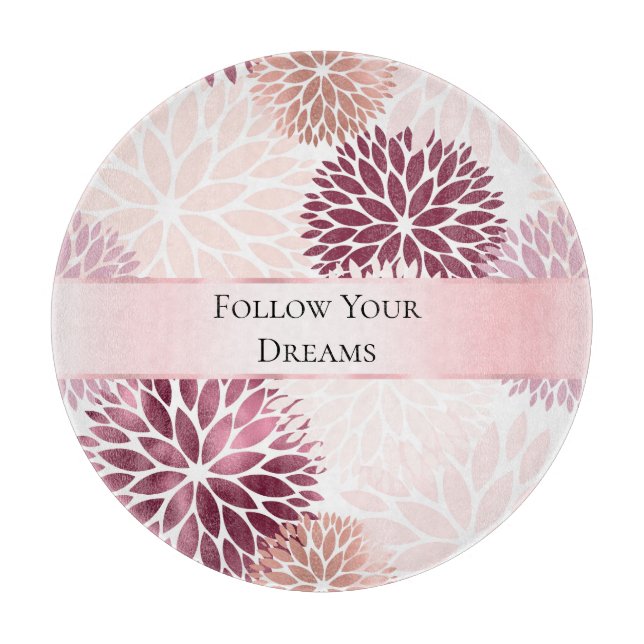Planche À Découper Élégante et Chic Fête de Mariage Florale Rose (Devant)