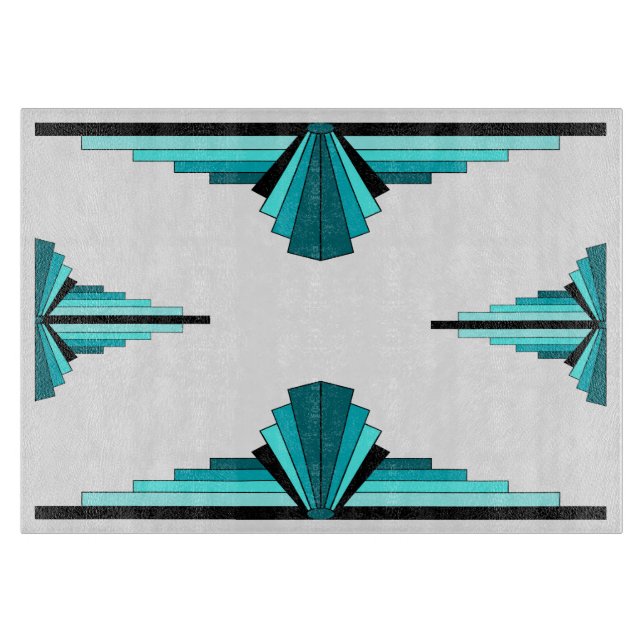 Planche À Découper Éléments Art déco en vert turquoise (Devant)