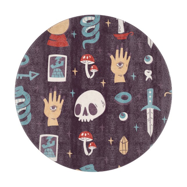 Planche À Découper Éléments magiques : crâne, tarot sans soudure (Devant)