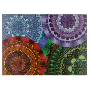 Planche À Découper Eléments Mandalas Glass Cutboard
