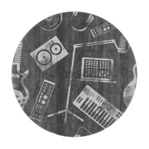 Planche À Découper Éléments musicaux : vintage arrière - plan sans so