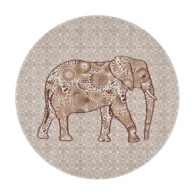 Planche À Découper Éléphale tourbillon fractal - marron et taupe (Devant)