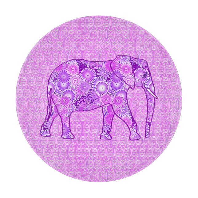 Planche À Découper Éléphale tourbillon fractal - violet et orchidée (Devant)