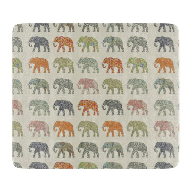 Planche À Découper Eléphant Coloré Animal Motif contemporain (Devant)