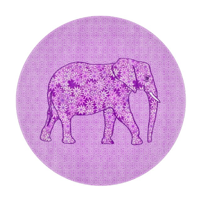Planche À Découper Eléphant fleur - améthyste violet (Devant)