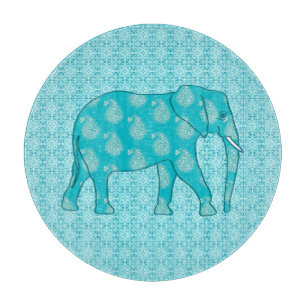 Planche À Découper Éléphant Paisley - turquoise et aqua