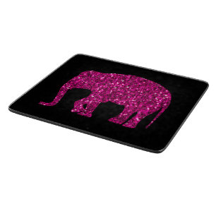 Planche À Découper Éléphant rose vif brillant faux scintillements sur