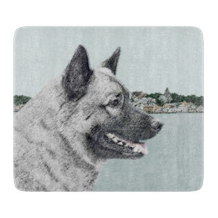 Planche À Découper Elkhound norvégien à la peinture de village - Chie