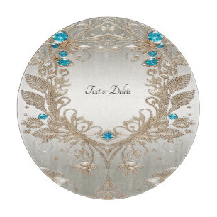 Planche À Découper Embellising Gold Blue Stones Cutting Board