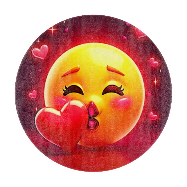 Planche À Découper Émoji Bisou : Amour et Cœurs Art (Devant)