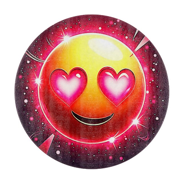 Planche À Découper Emoji Cœurs Brillant d'Amour (Devant)