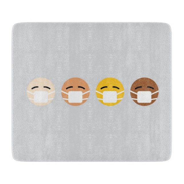 Planche À Découper Emoji Masqué Visages Masque Haut COVID (Devant)