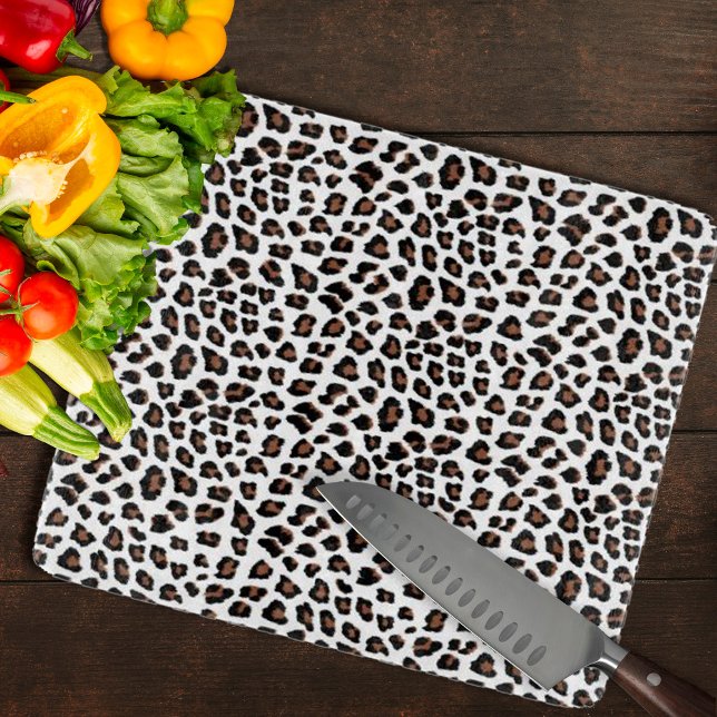 Planche À Découper Empreinte de léopard blanc (White Leopard Print Cutting Board by Looly Elzayat)